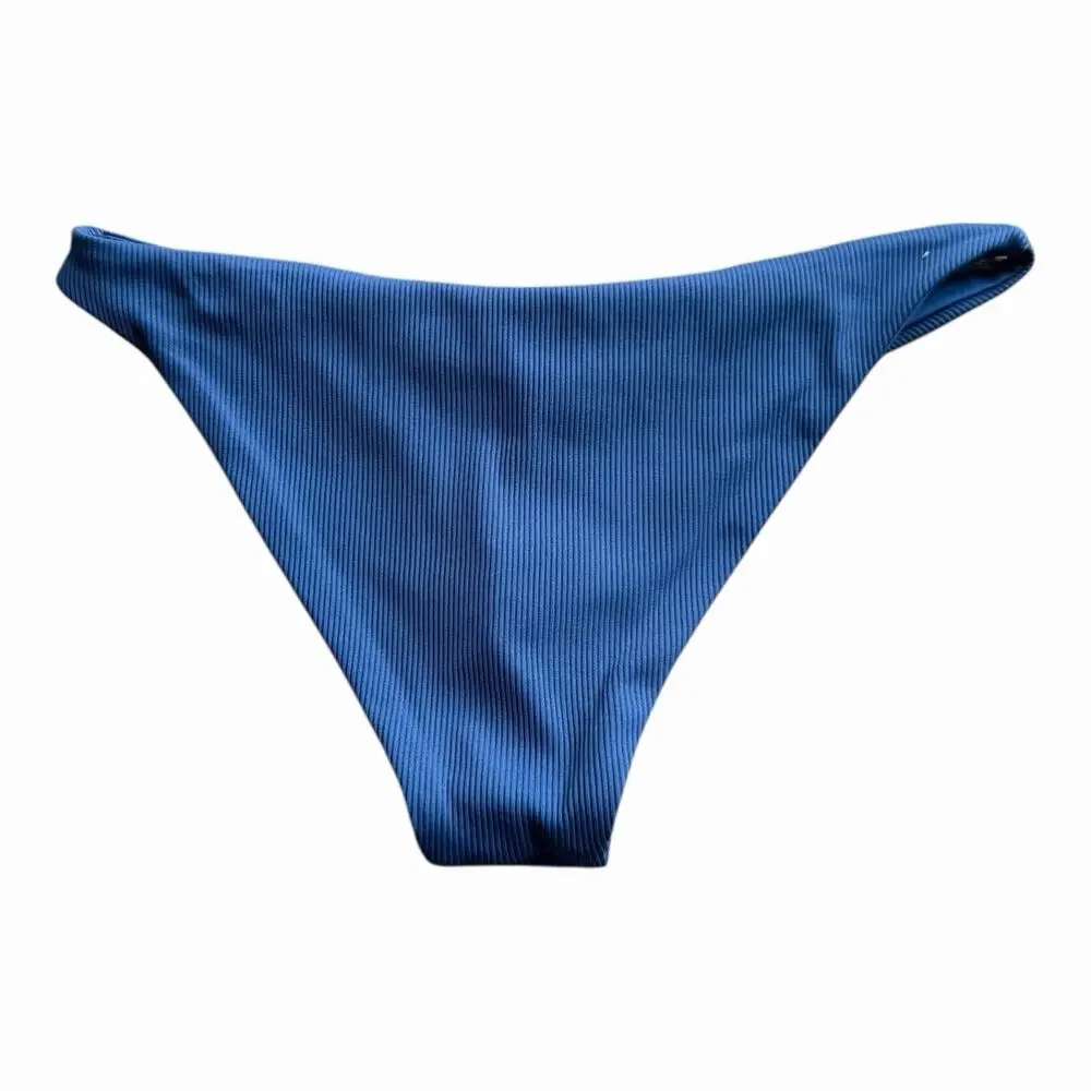 L*Space Camacho Pointelle Rib Bikini Bottom Indigo Blue Women’s Small NWT